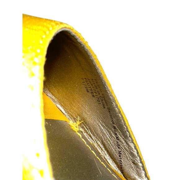 FERGALICIOUS Yellow Sandals Flutter Peep-Toe Espadrille Wedge Ankle Strap 7.5 - Picture 7 of 13